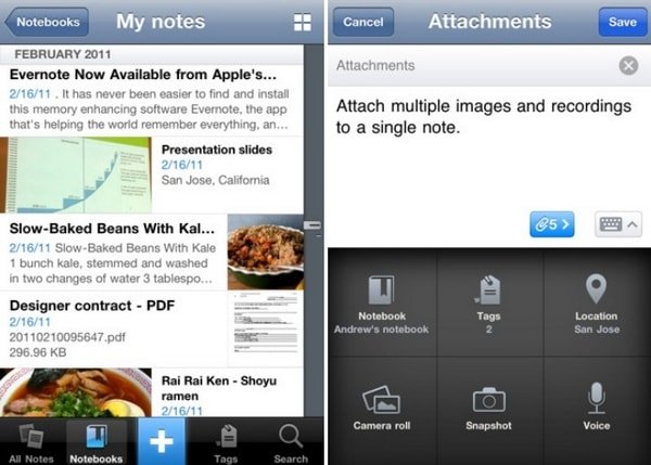 Apple iOS, Evernote