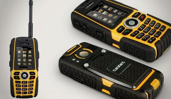 Защищенный телефон модели TM-540R с брендом teXet