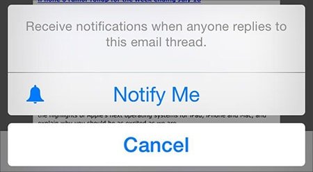 Новые функции iOS 8 – Как установить уведомления о получении ответов на электронную почту