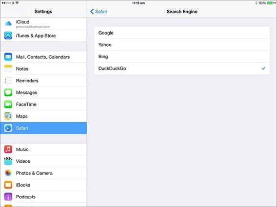 Новые функции iOS 8 – Как выбрать DuckDuckGo в качестве основного поисковика