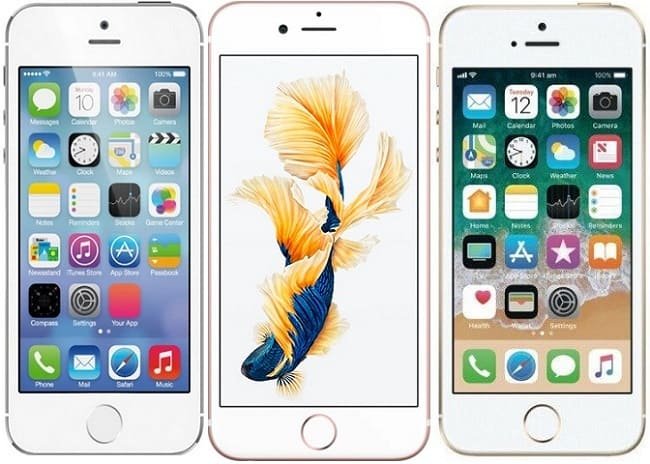 Сравнить телефоны: Apple iPhone SE, Apple iPhone 5s и Apple iPhone 6S