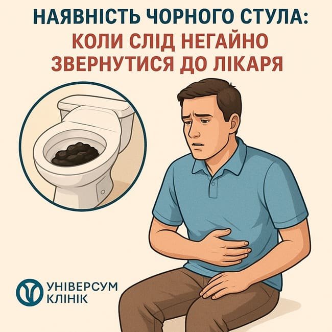 Наявність чорного стула Наявність чорного стула: коли слід негайно звернутися до лікаря