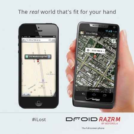 Motorola указала в рекламе на недостатки карт в iPhone 5